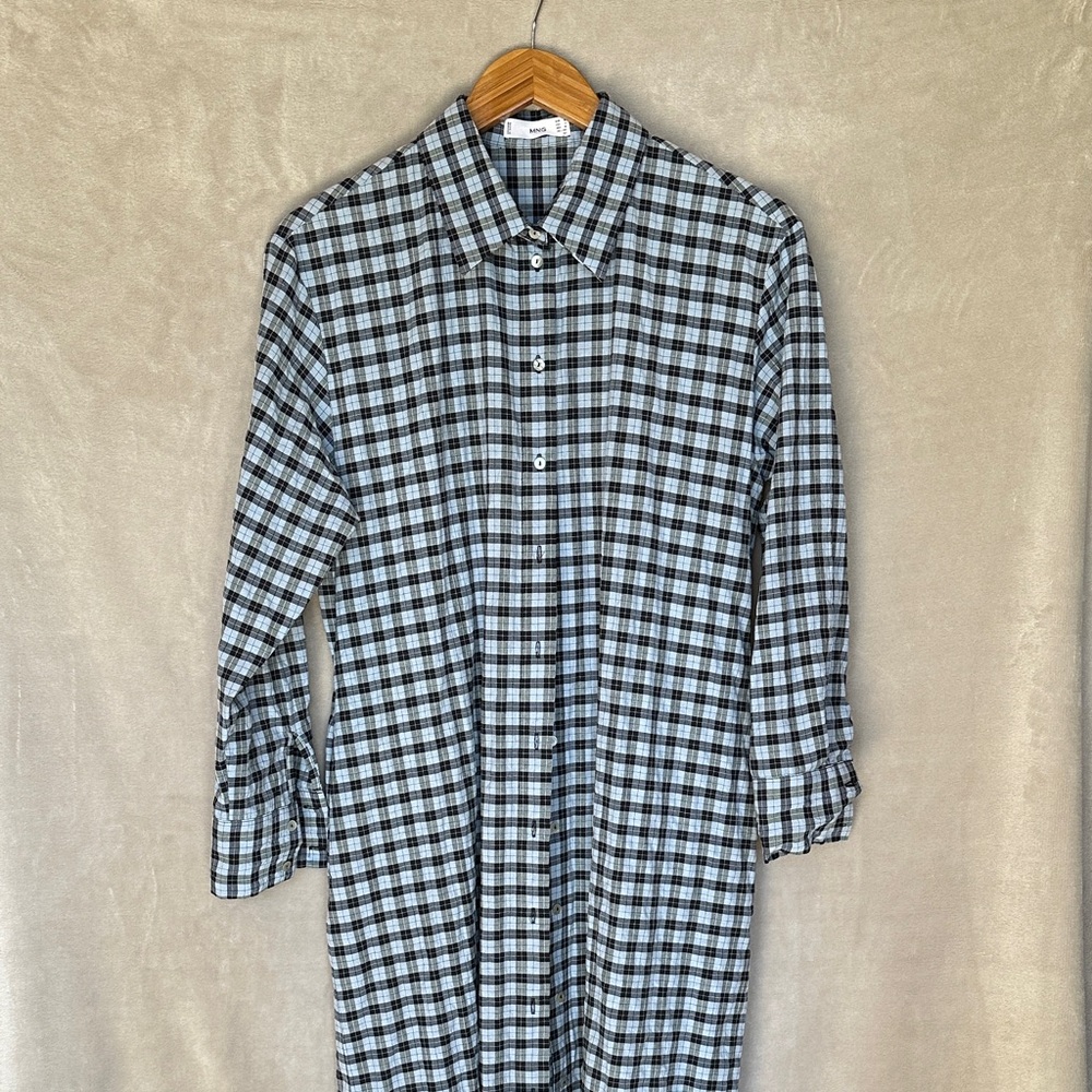 MANGO WOMEN’S PLAID BUTTON-UP SHIRT DRESS